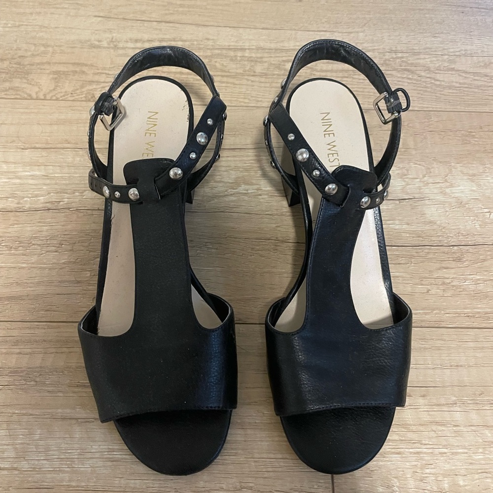 Nine West Black Studded Heeled Sandals